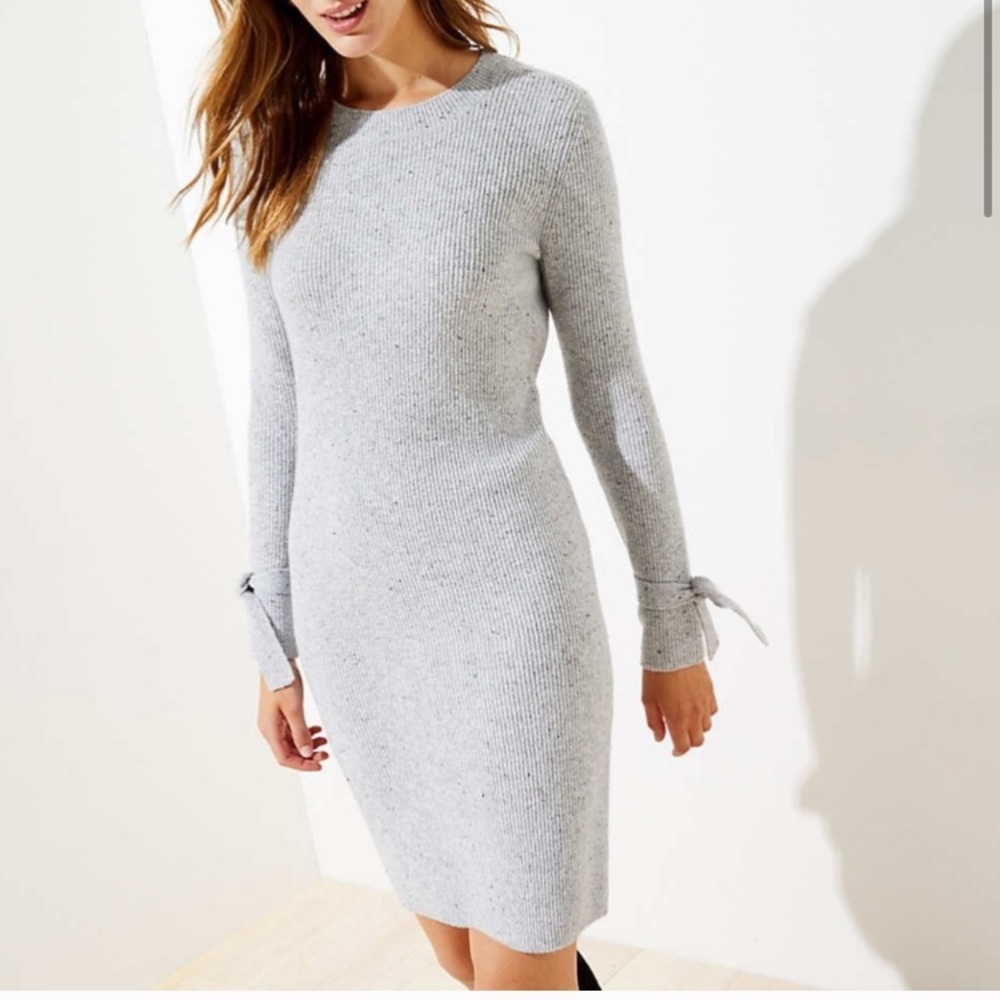 Loft tie cuff fitted sweater dress XS